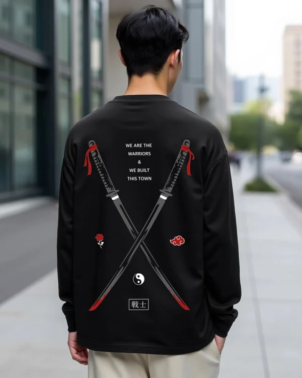 Men's Black Warriors Graphic Printed Oversized T-shirt