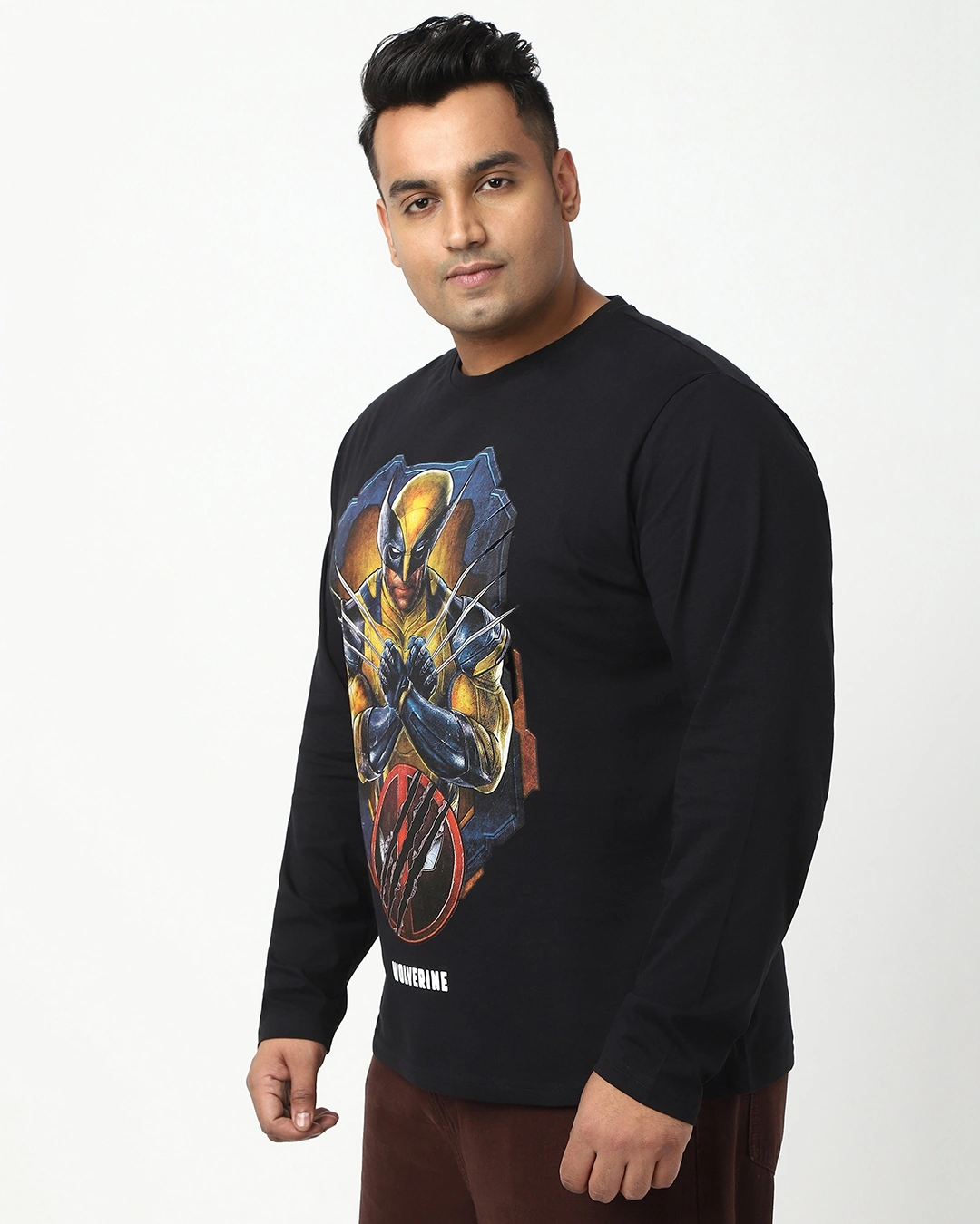 Men's Black Wolverine Graphic Printed Plus Size T-shirt - Image 2