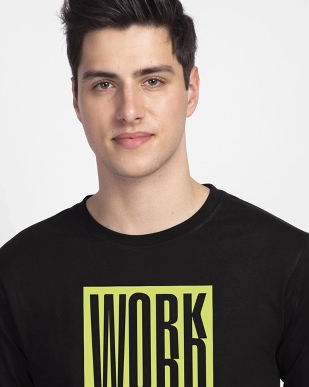 Men's Black Work Hard Graphic Printed T-shirt - Image 5