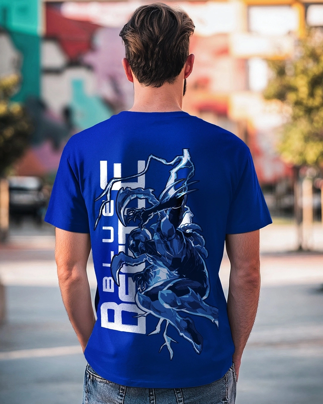 Men's Blue Beetle Graphic Printed T-shirt