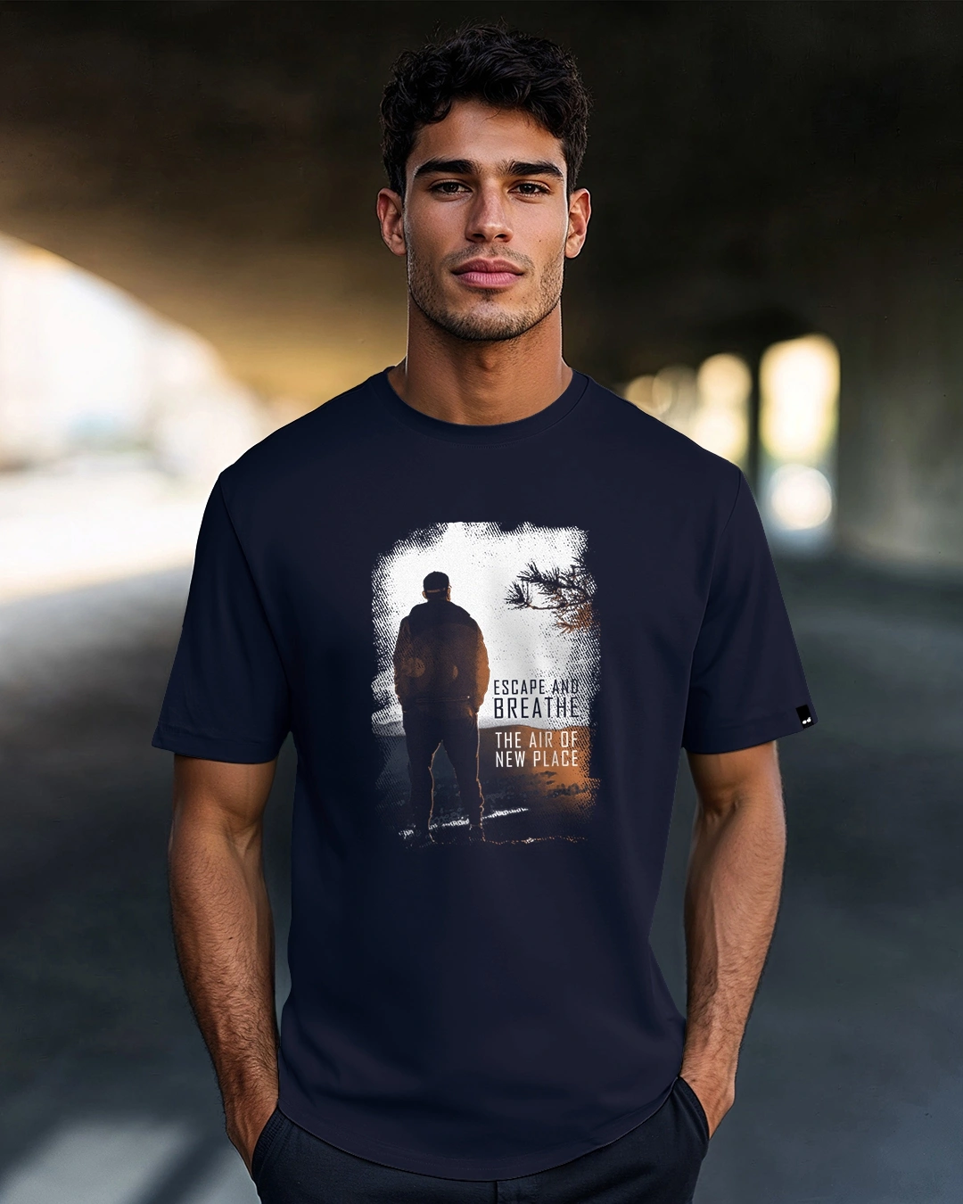 Men's Blue Make Tracks Graphic Printed T-shirt