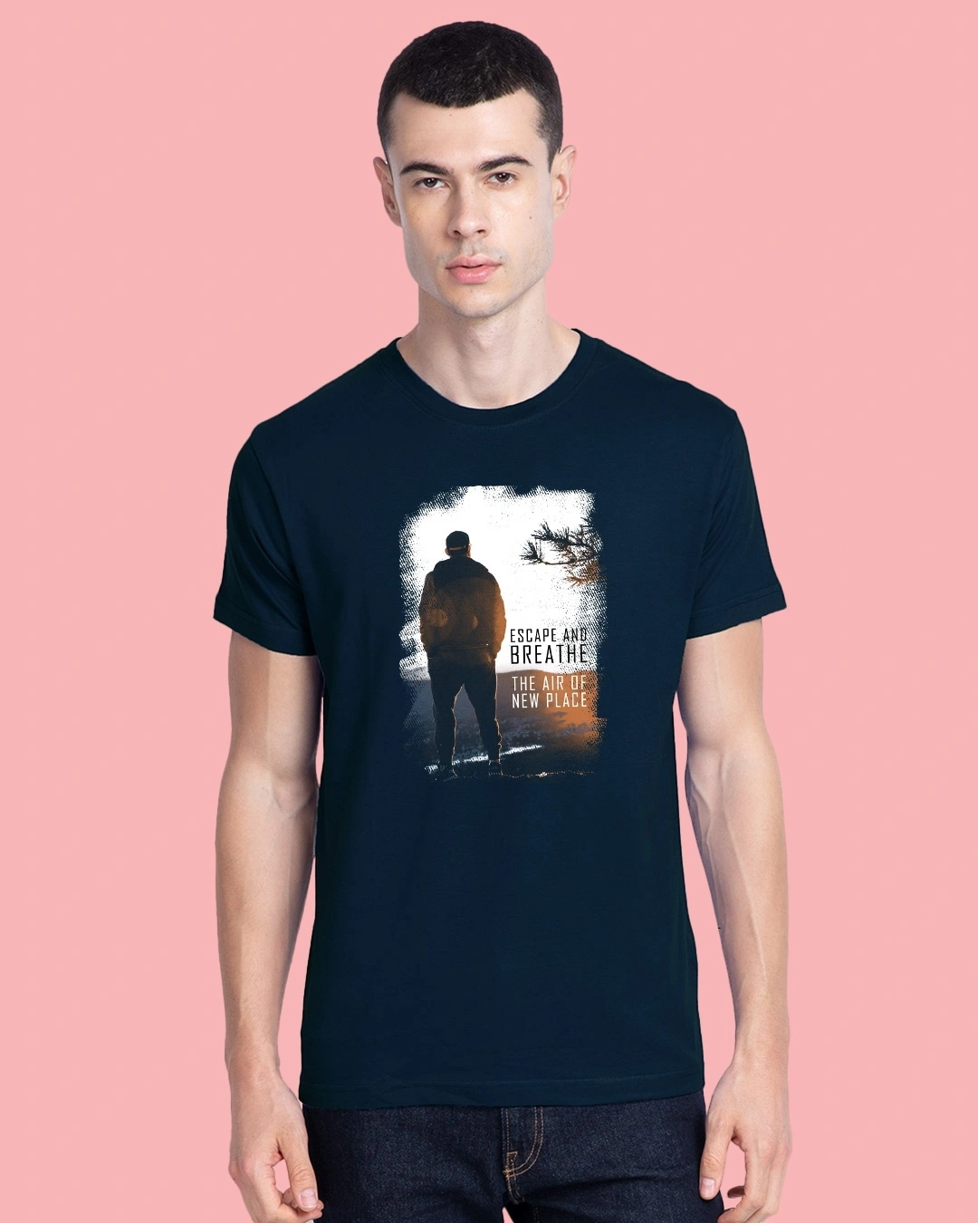 Men's Blue Make Tracks Graphic Printed T-shirt - Image 2