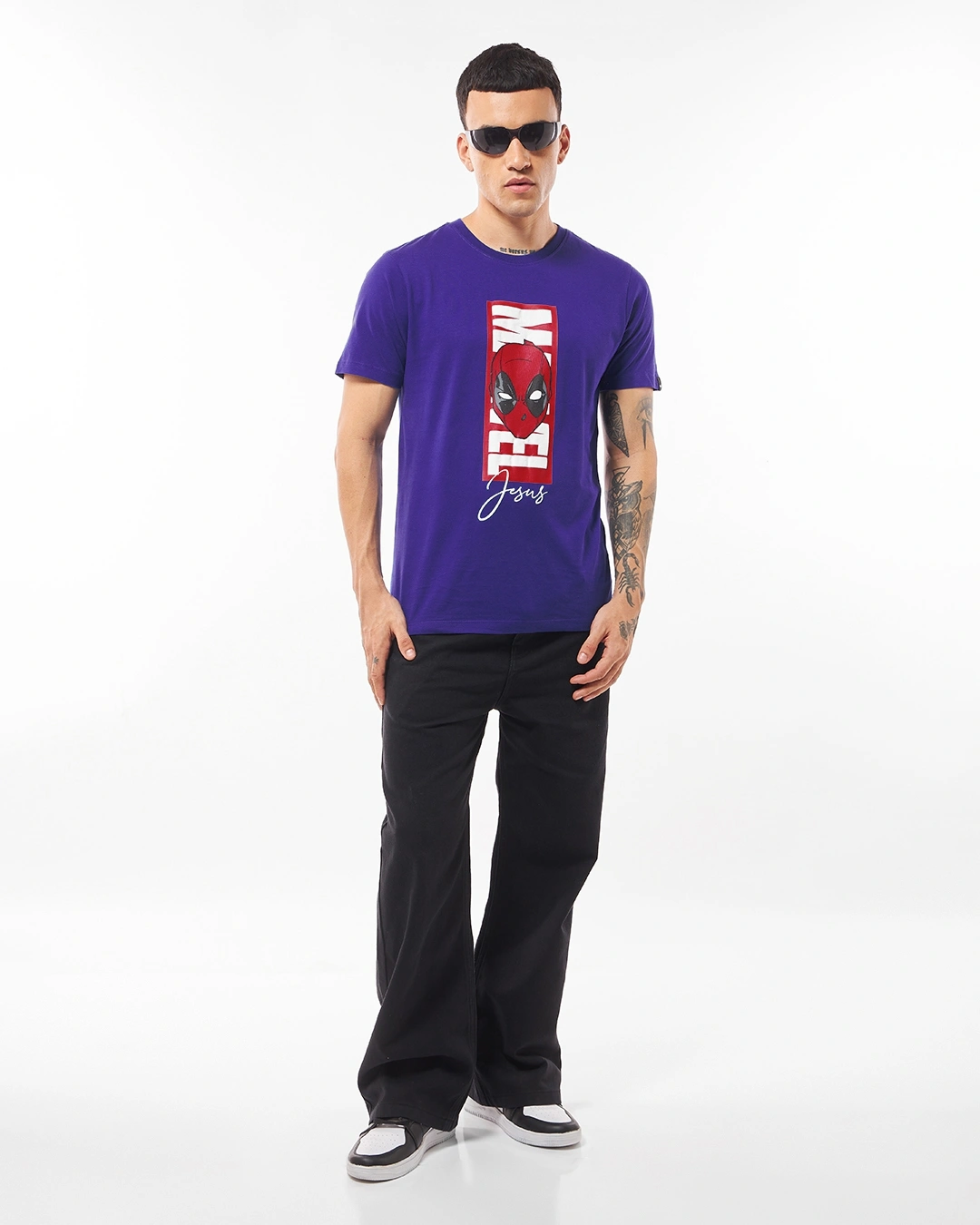 Men's Blue Marvel Jesus Graphic Printed T-shirt - Image 3