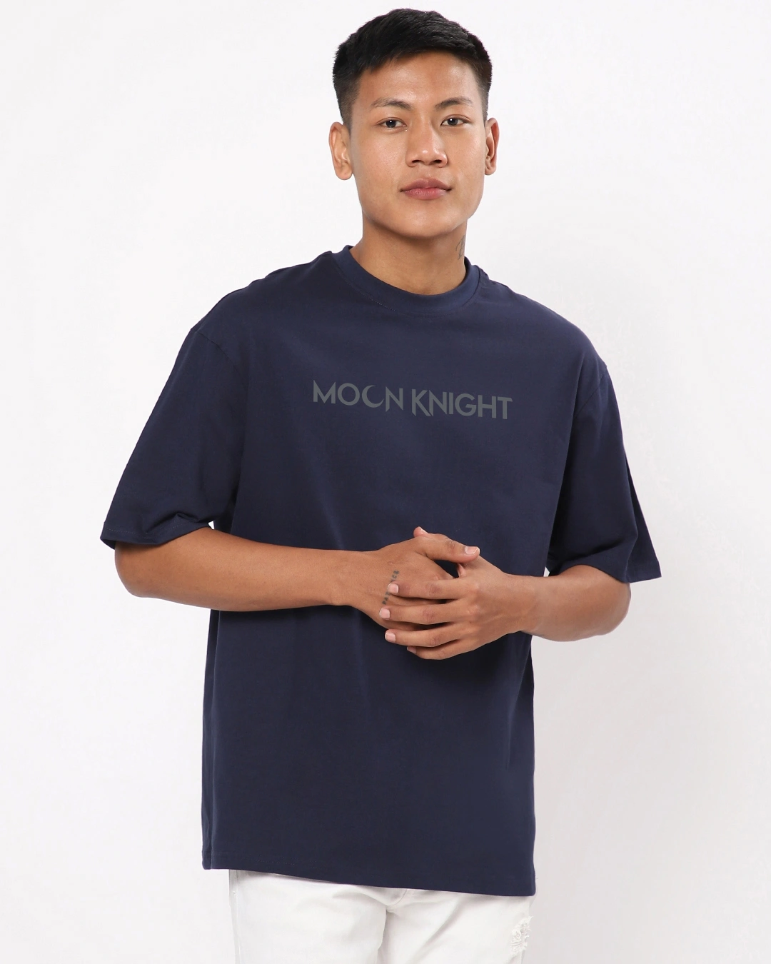 Men's Blue Moon Knight Graphic Printed Oversized T-shirt - Image 2