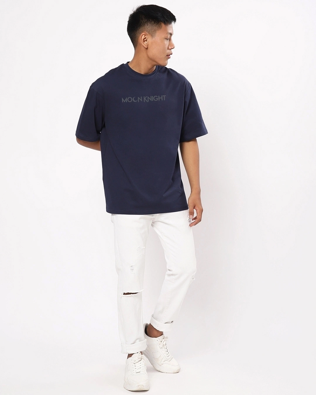 Men's Blue Moon Knight Graphic Printed Oversized T-shirt - Image 4