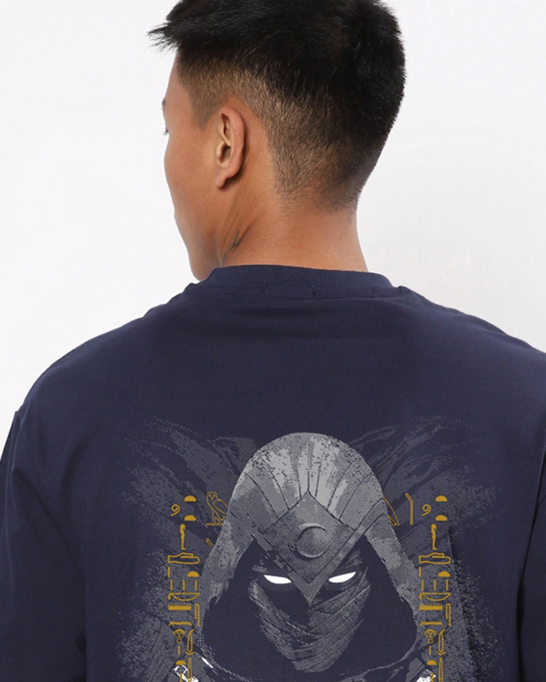 Men's Blue Moon Knight Graphic Printed Oversized T-shirt - Image 5
