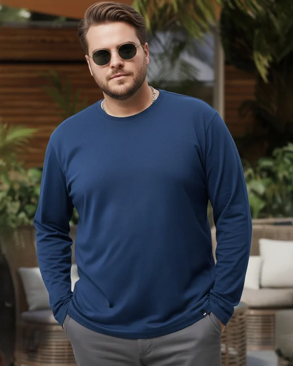 Men's Blue Plus Size T-shirt