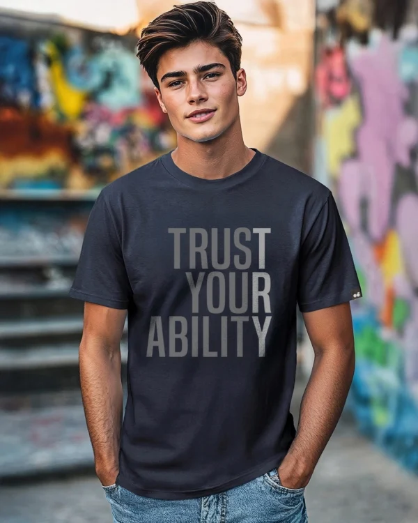 Men's Blue Trust Your Ability Typography T-shirt