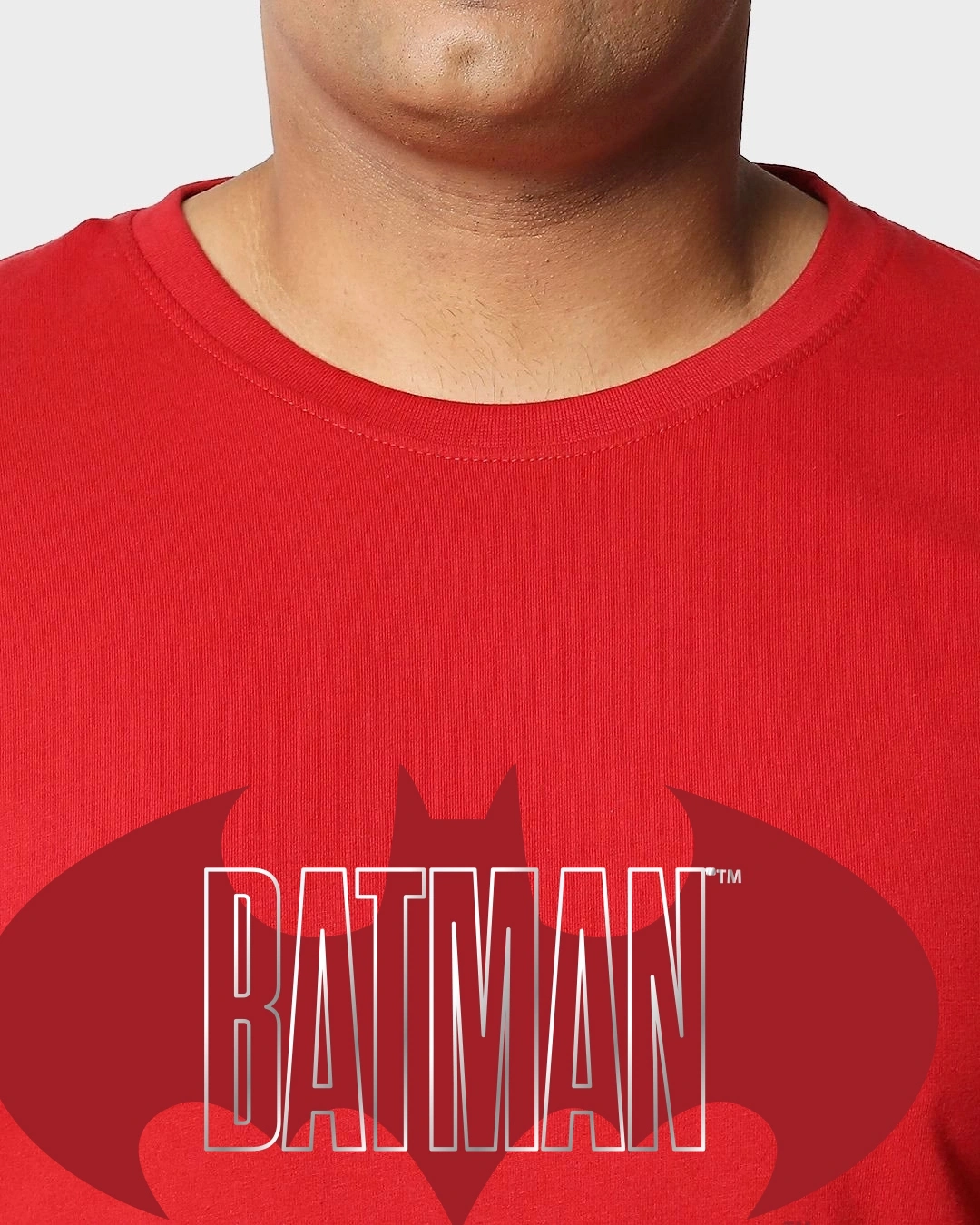Men's Bold Red Batman Logo Graphic Printed Plus Size T-shirt - Image 5