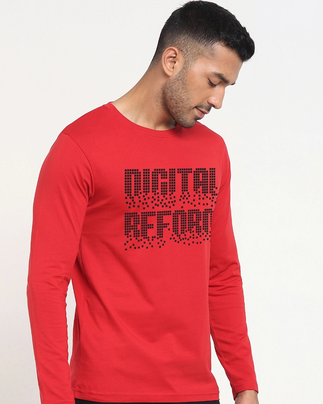 Men's Bold Red Digital Reform Typography T-shirt - Image 2