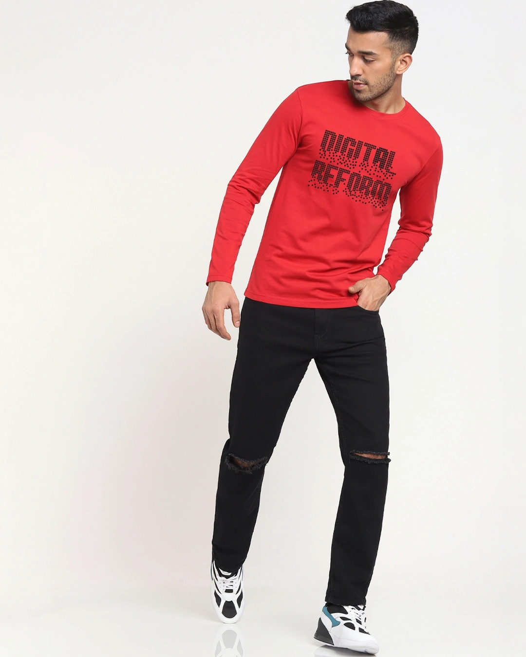 Men's Bold Red Digital Reform Typography T-shirt - Image 4
