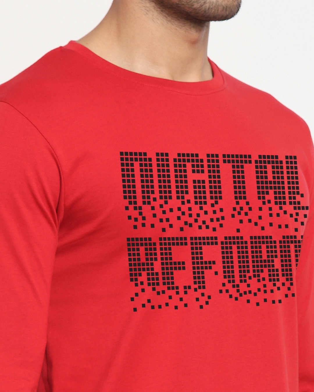 Men's Bold Red Digital Reform Typography T-shirt - Image 5