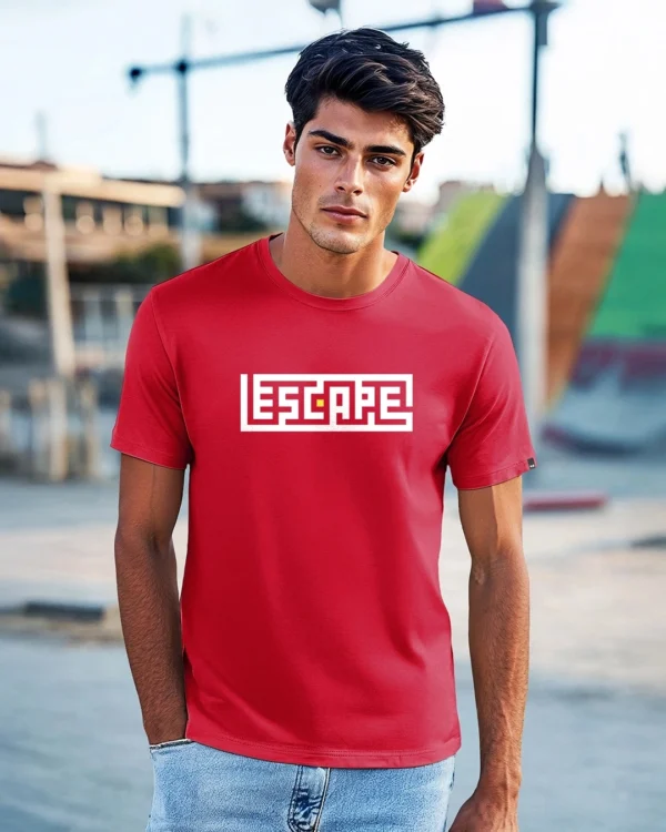 Men's Bold Red Escape Typography T-shirt