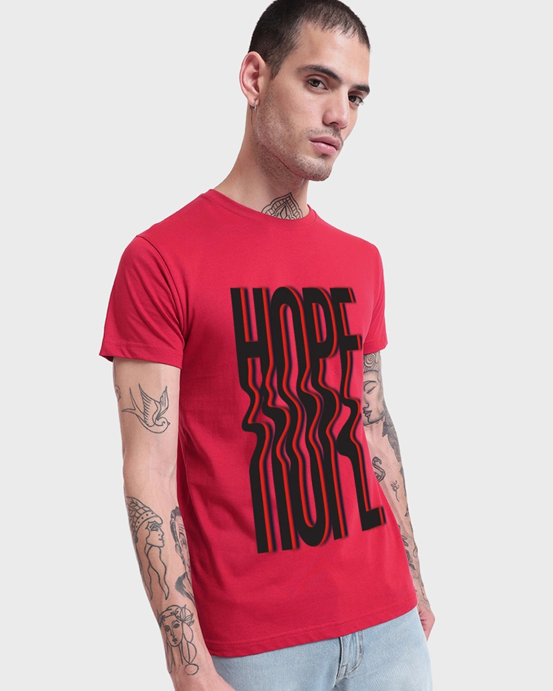 Men's Bold Red Hope Graphic Printed T-shirt