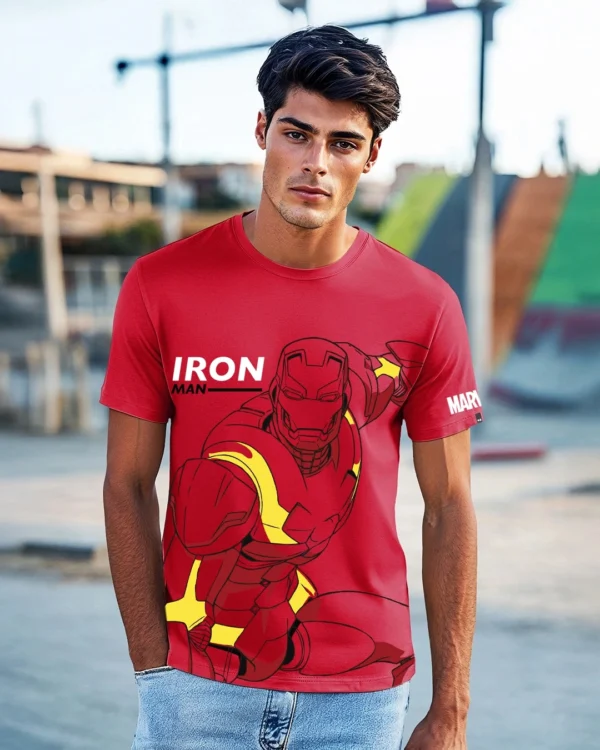 Men's Bold Red Iron Man Graphic Printed T-shirt