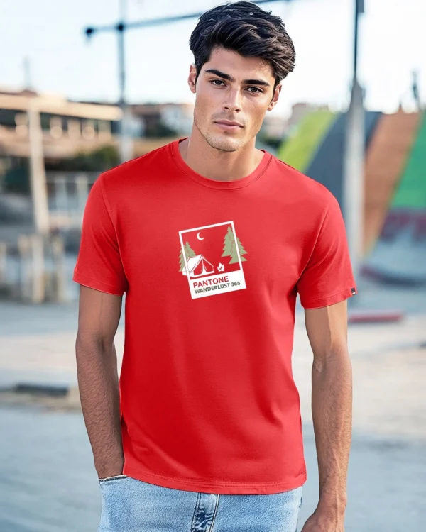 Men's Bold Red Wanderlust Graphic Printed T-shirt
