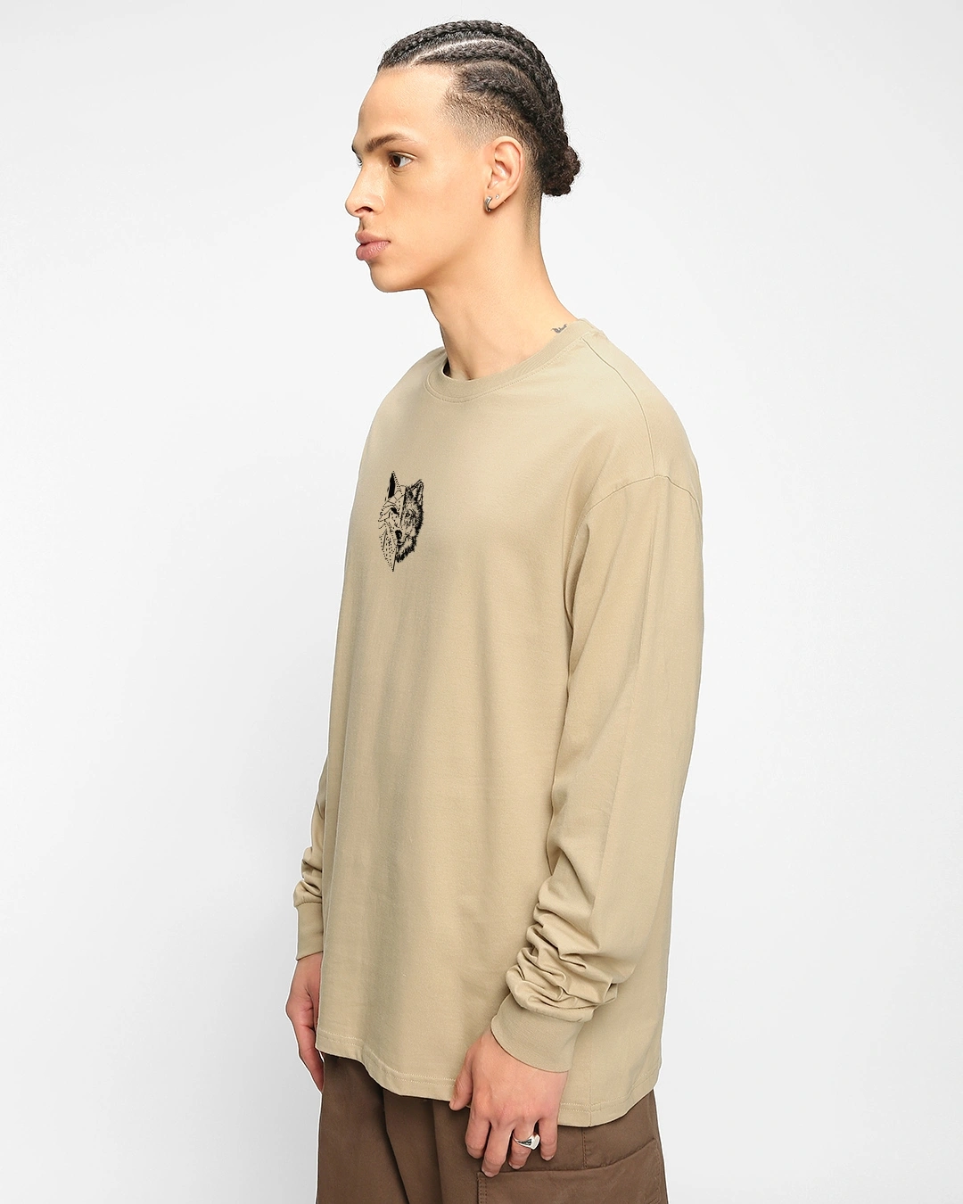 Men's Brown Beast Within Graphic Printed Oversized T-shirt - Image 4