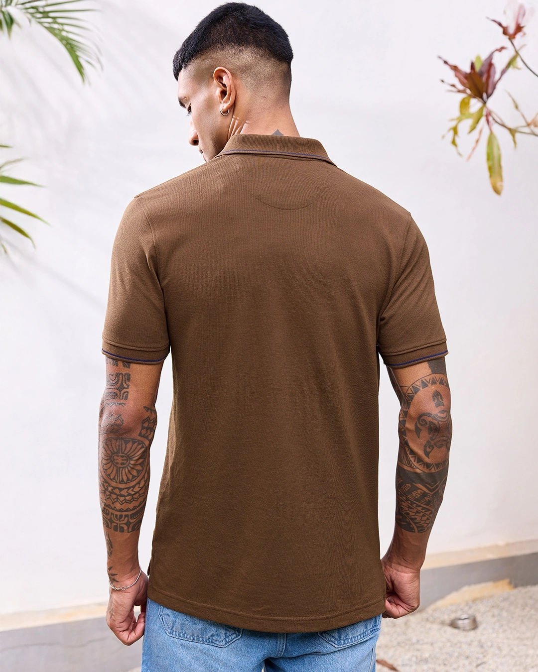 Men's Brown Polo T-shirt - Image 4