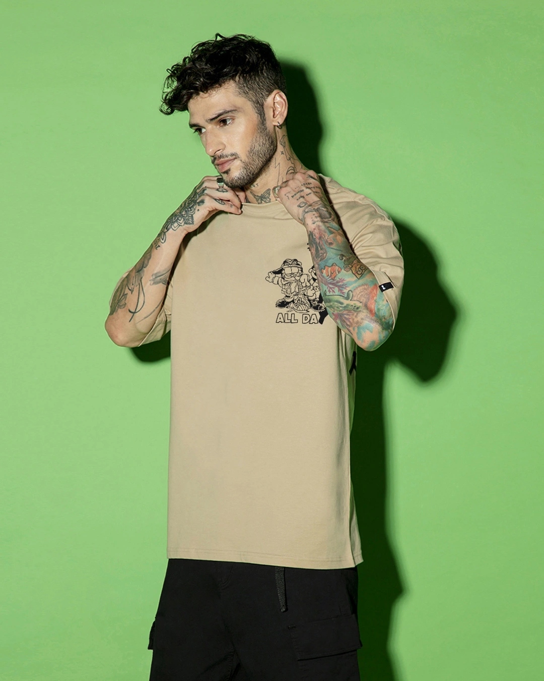 Men's Brown Slay Together Graphic Printed Oversized T-shirt - Image 3