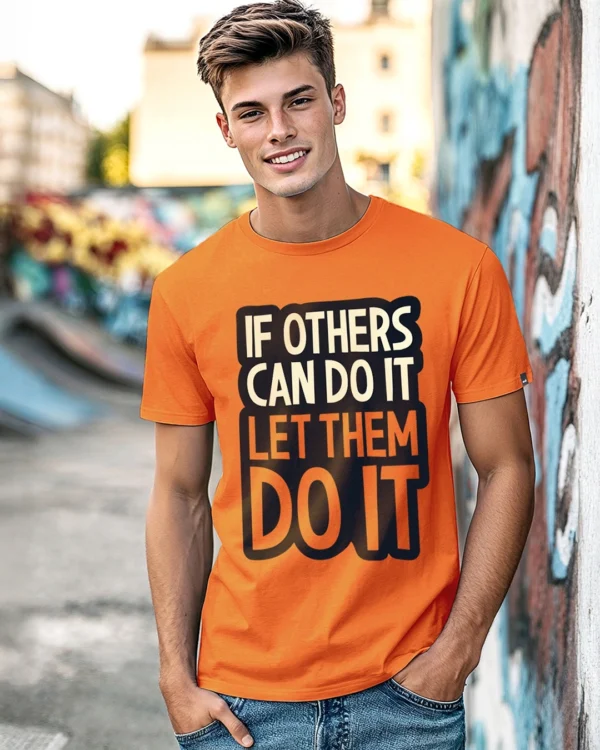 Men's Caramel Orange If Others Typography T-shirt