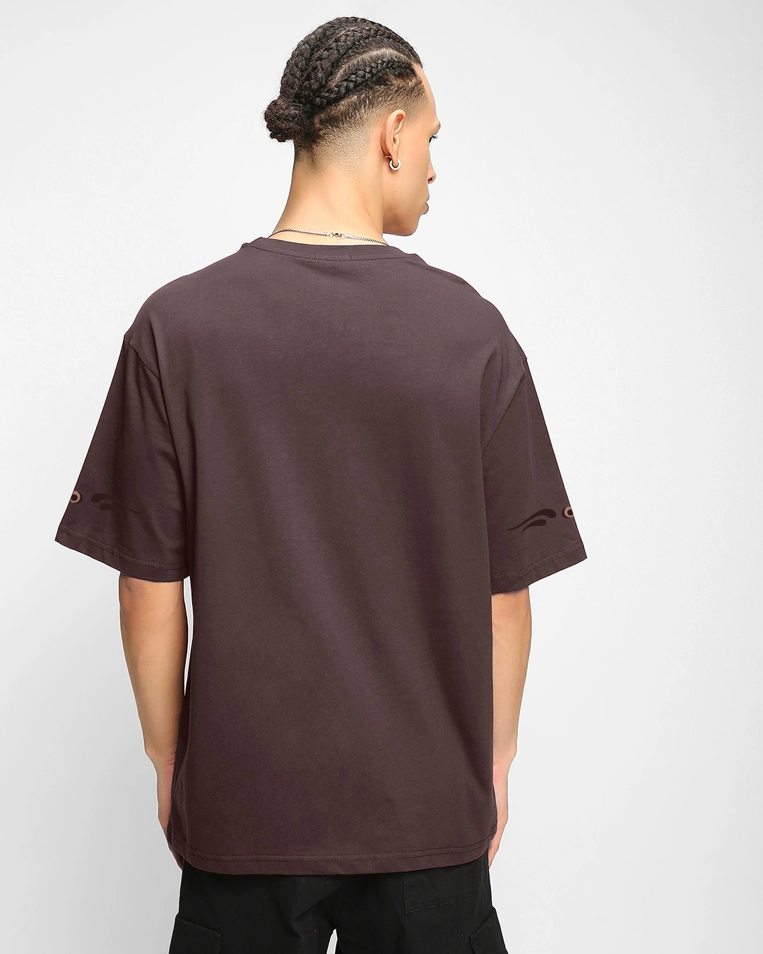 Men's Chocolate Brown Iron Truck Graphic Printed Oversized T-shirt - Image 3