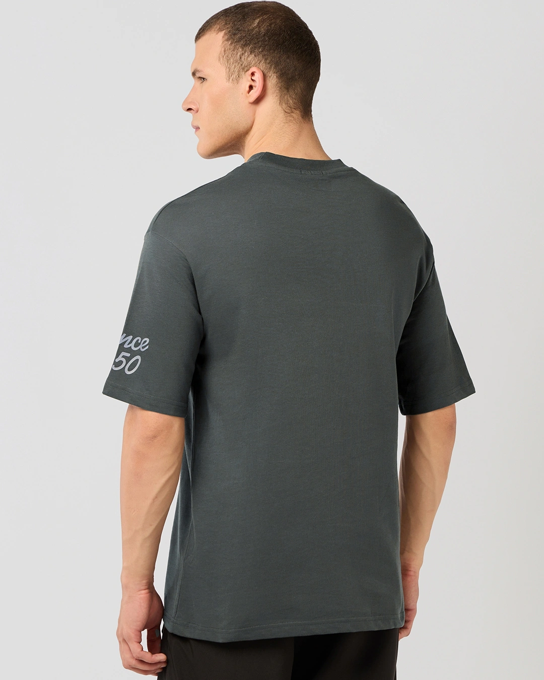 Men's Dark Shadow Grey Rideem Graphic Printed Oversized T-shirt - Image 3