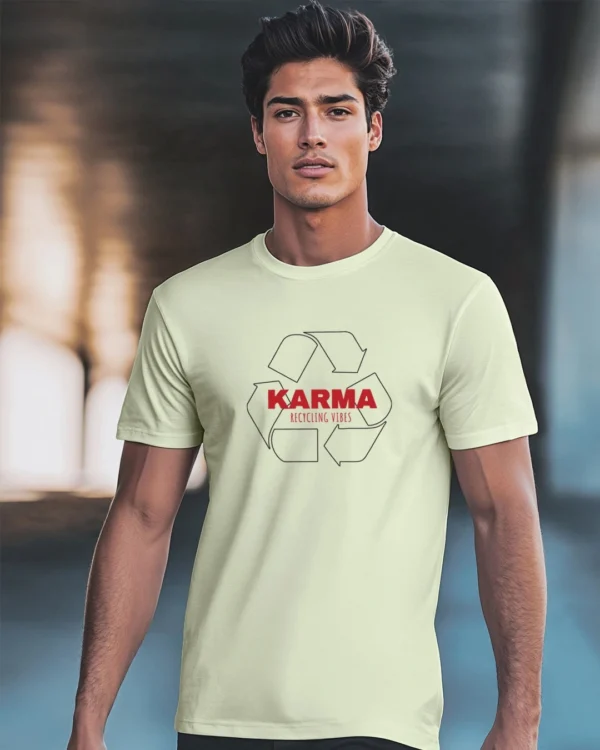Men's Fog Green Karma Graphic Printed T-shirt