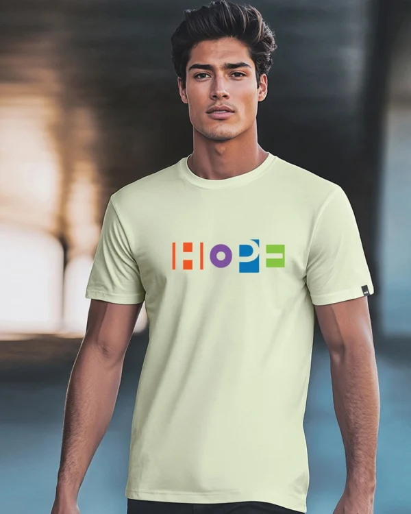 Men's Fog Green Pop Hope Typography T-shirt