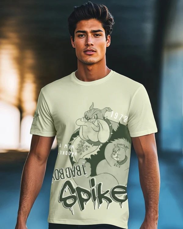 Men's Fog Green Spike Graphic Printed T-shirt