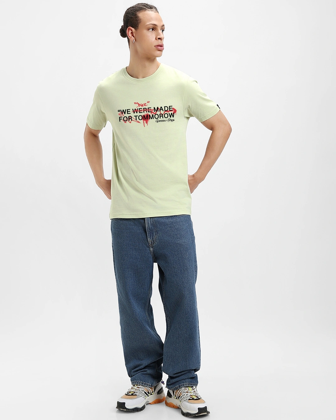 Men's Fog Green The Future Typography T-shirt - Image 4