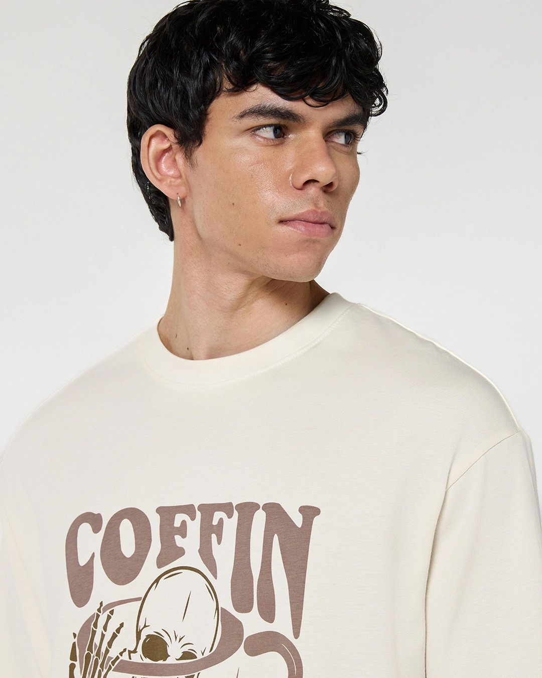 Men's Gardenia Coffin Break Graphic Printed Oversized T-shirt - Image 5