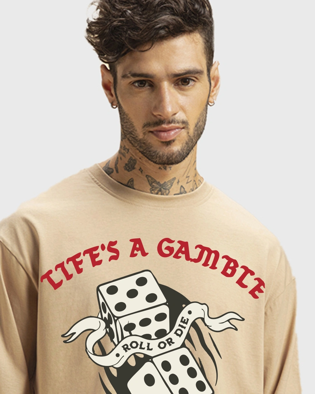 Men's Ginger Root Brown Gamble Graphic Printed Oversized T-shirt - Image 2