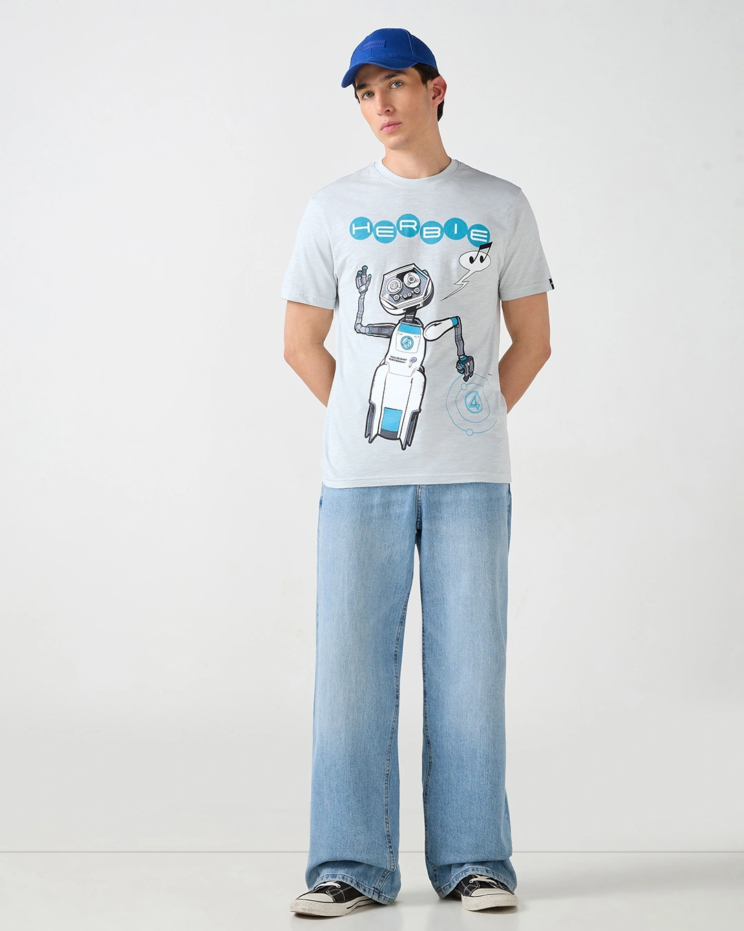 Men's Glacier Grey Herbie Graphic Printed T-shirt - Image 4