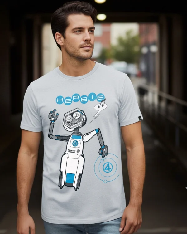 Men's Glacier Grey Herbie Graphic Printed T-shirt