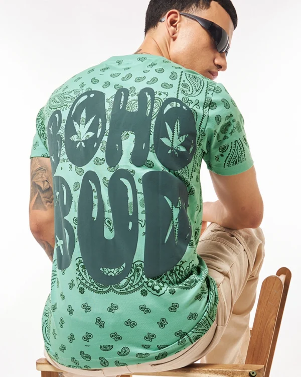 Men's Granite Green Boho Bud All Over Printed T-shirt