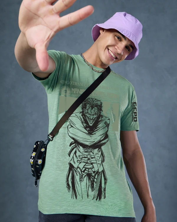 Men's Granite Green Maniac Escapes Graphic Printed T-shirt