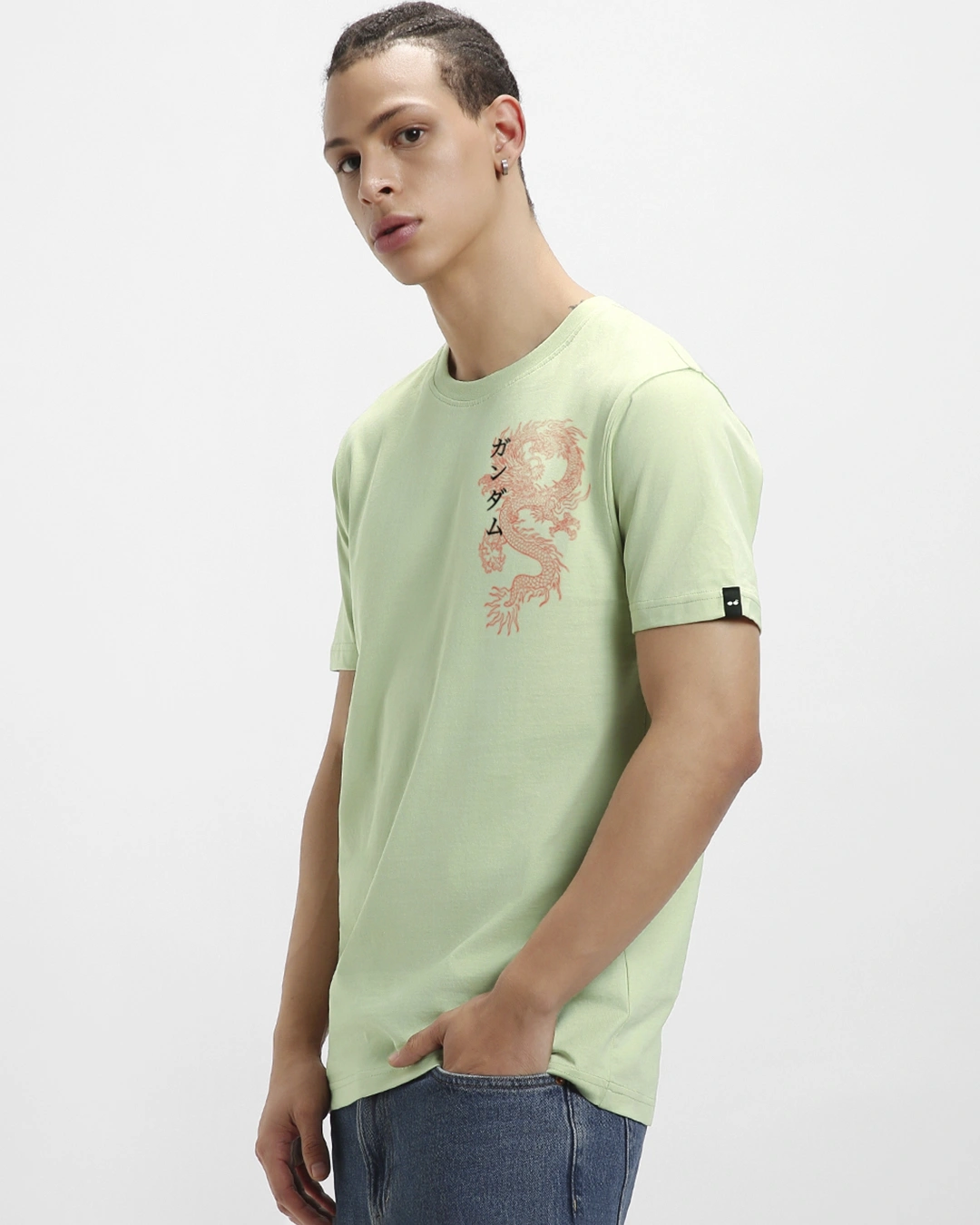 Men's Green Cyber Samurai Graphic Printed T-shirt - Image 3