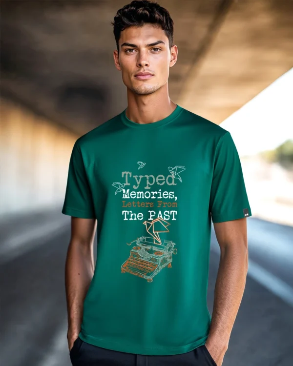 Men's Green Letters From Past Graphic Printed T-shirt