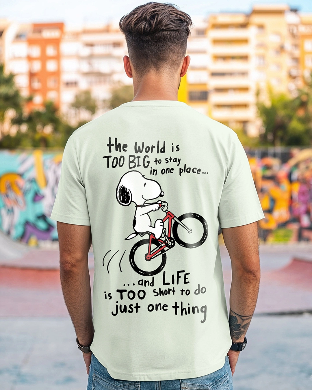 Men's Green Move On Graphic Printed T-shirt