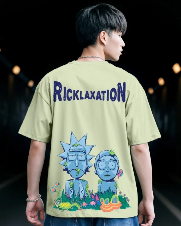 Men's Green Stoned Rick & Morty Graphic Printed Oversized T-shirt