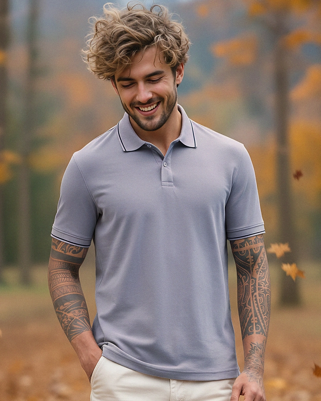 Men's Grey Polo T-shirt
