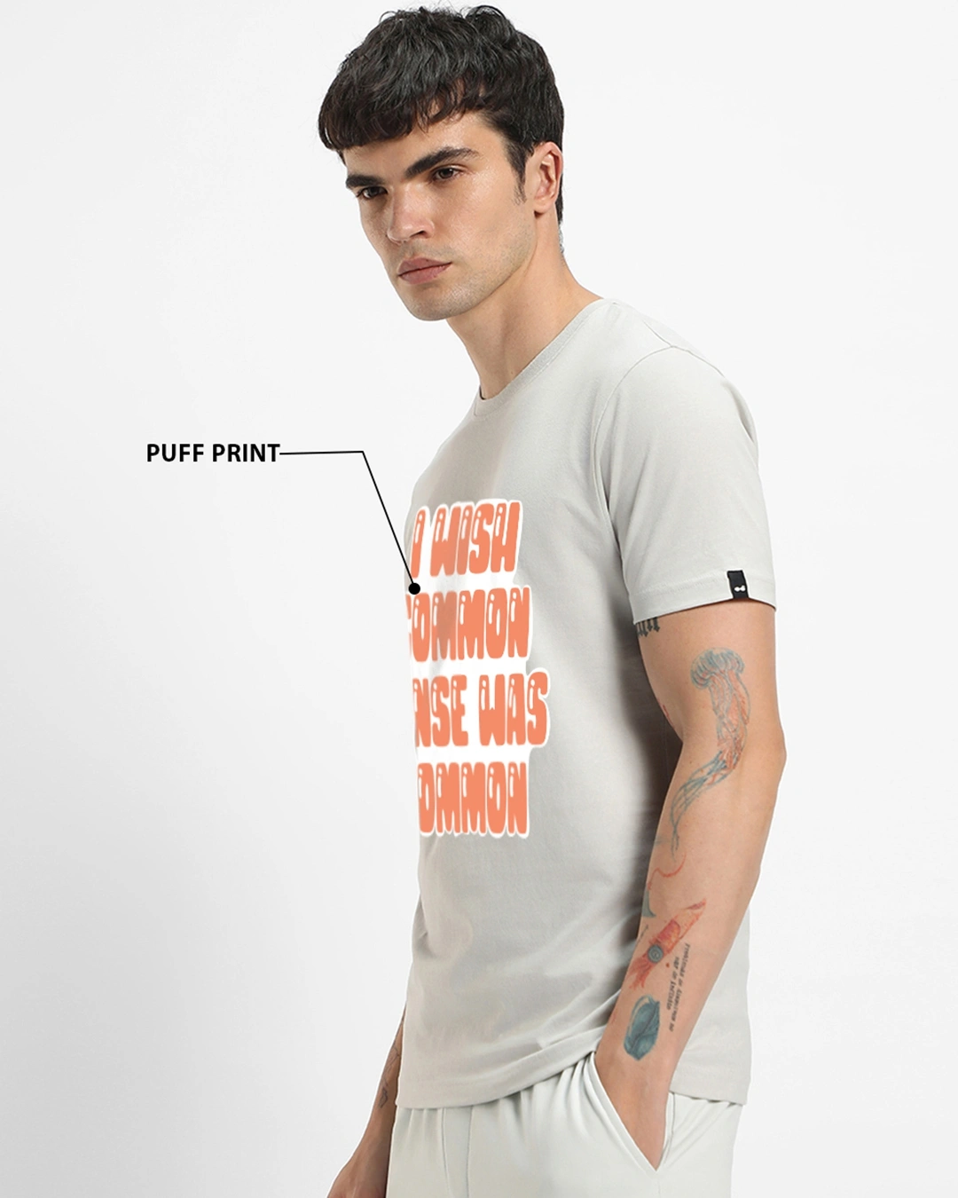 Men's Grey Sense Typography T-shirt - Image 2