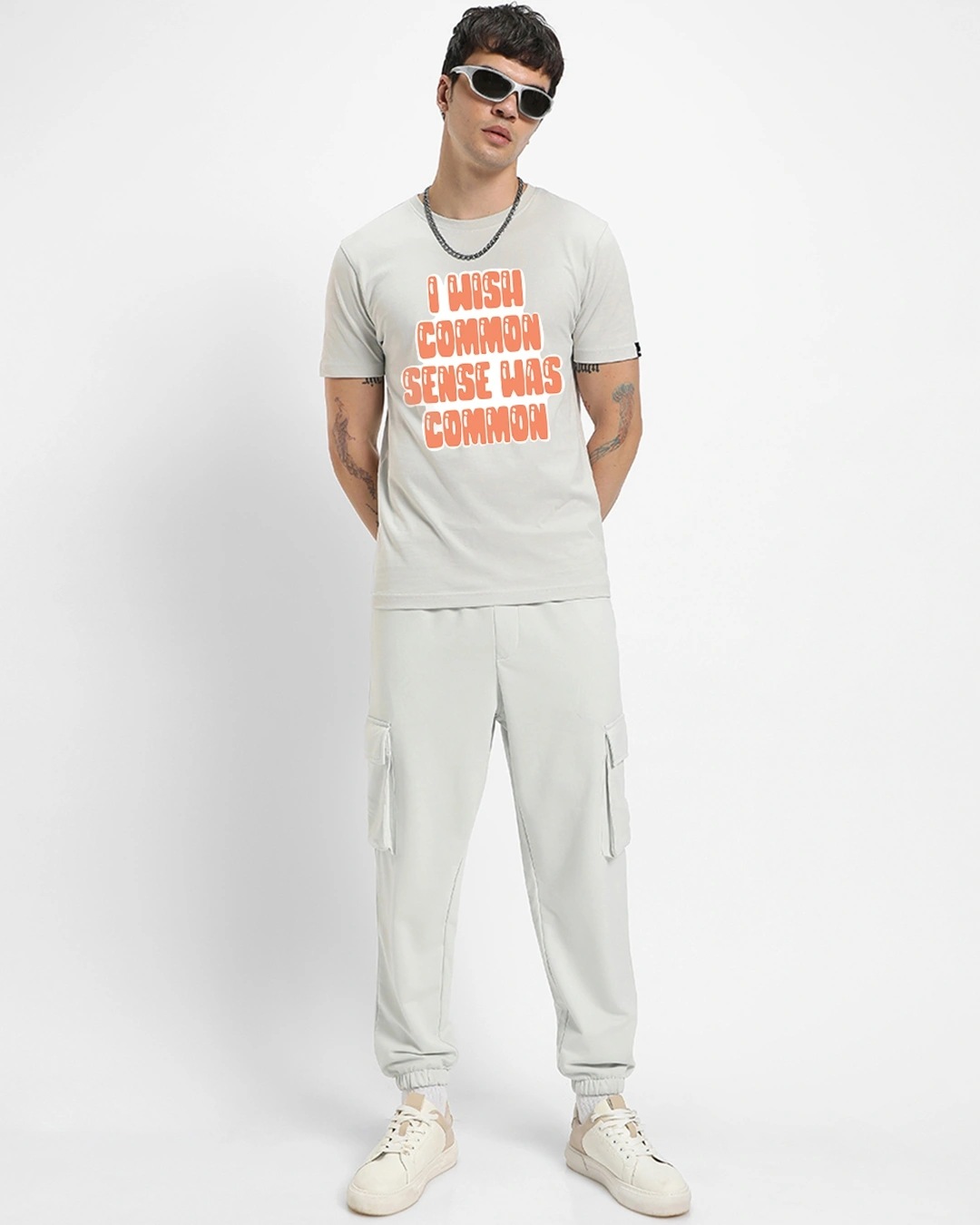 Men's Grey Sense Typography T-shirt - Image 4