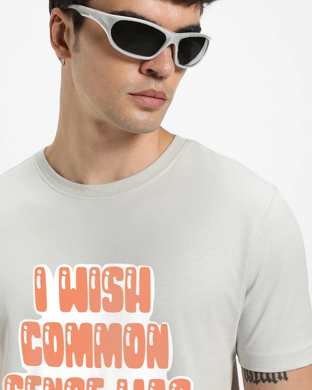 Men's Grey Sense Typography T-shirt - Image 5