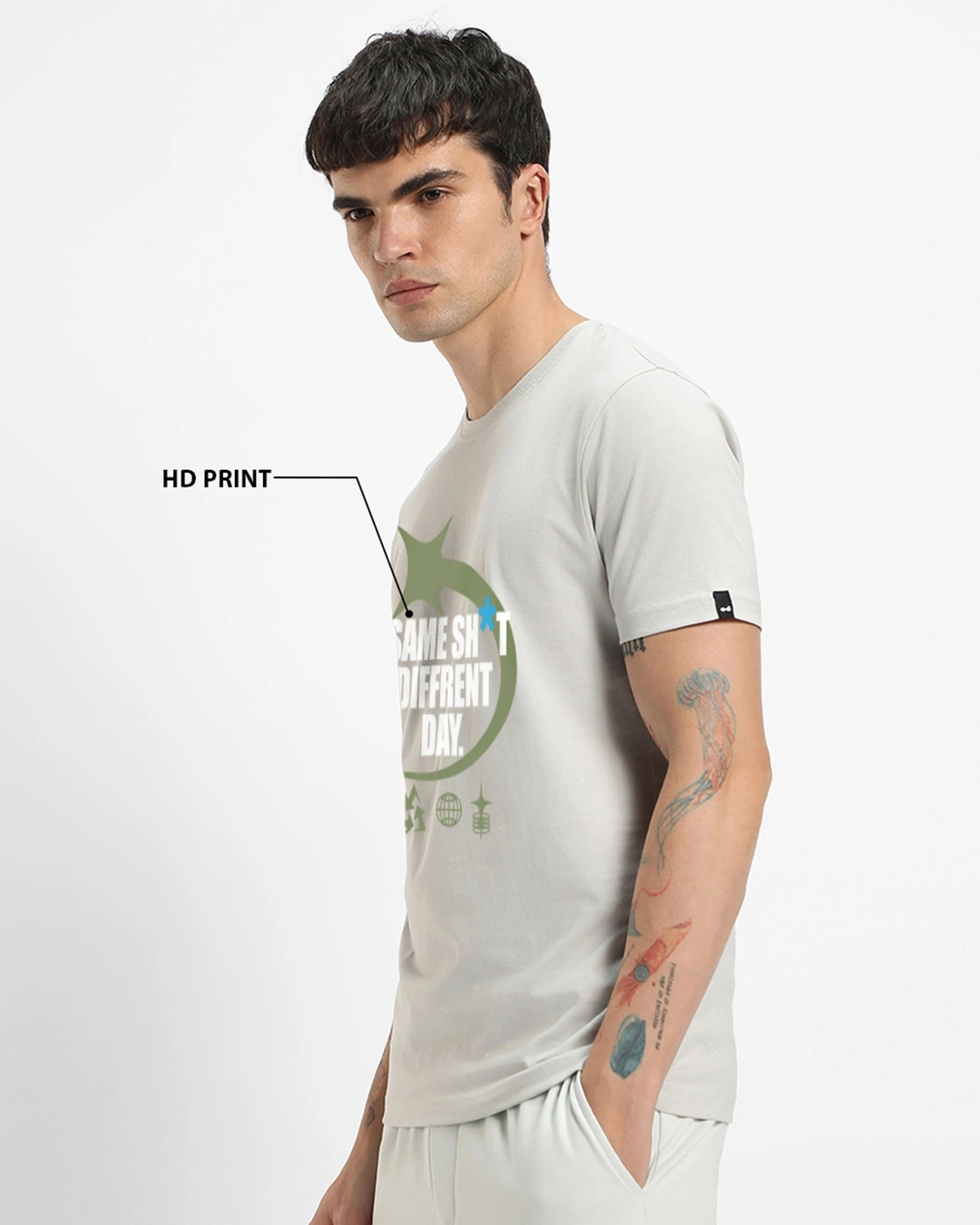 Men's Grey Shit Graphic Printed T-shirt - Image 3
