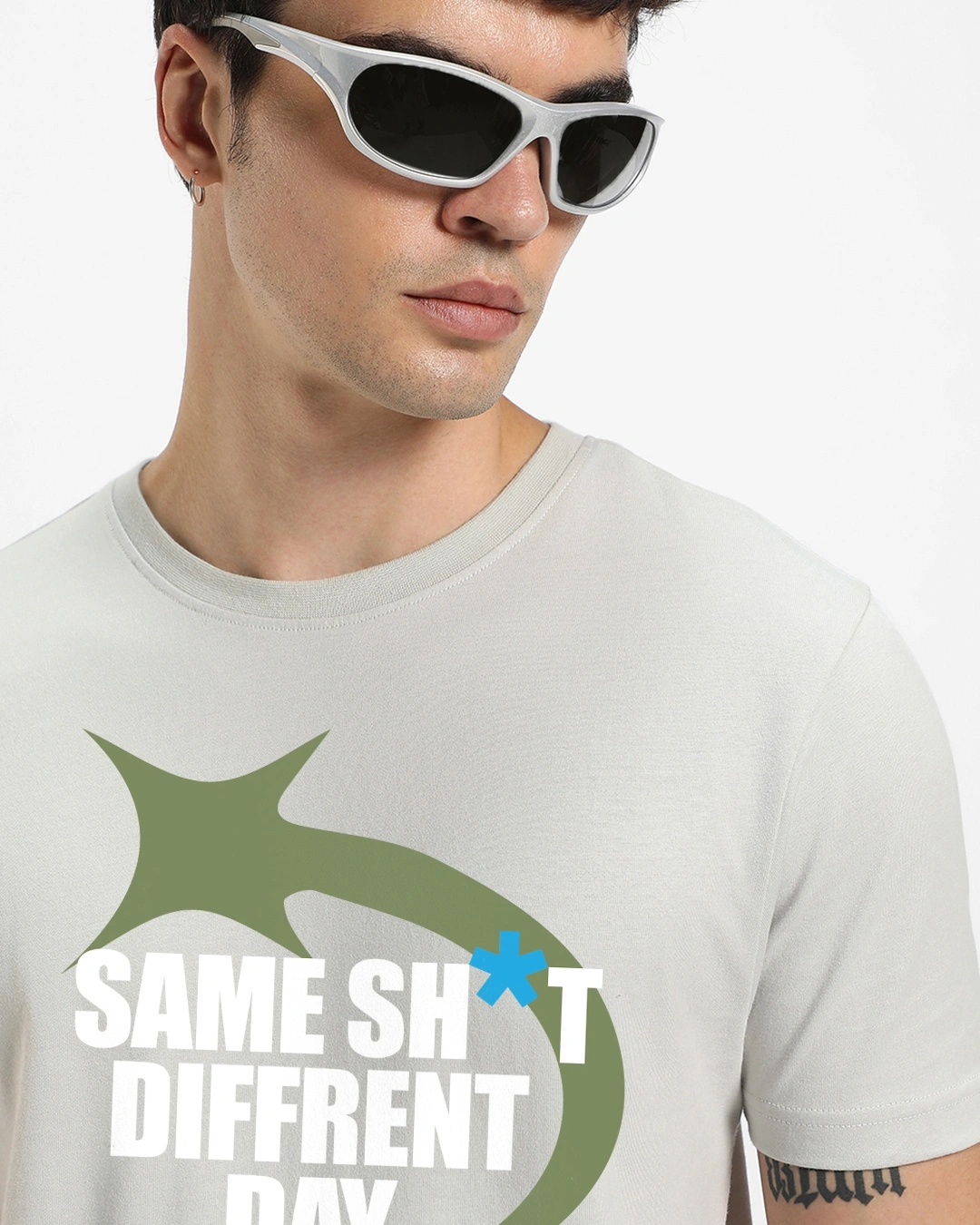 Men's Grey Shit Graphic Printed T-shirt - Image 5