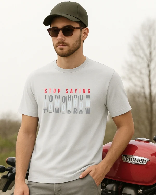 Men's Grey Stop Saying Tomorrow Typography T-shirt