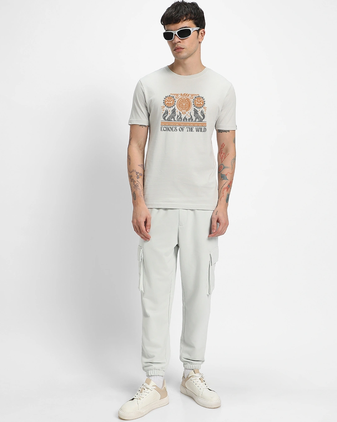 Men's Grey Wild Echoes Graphic Printed T-shirt - Image 4