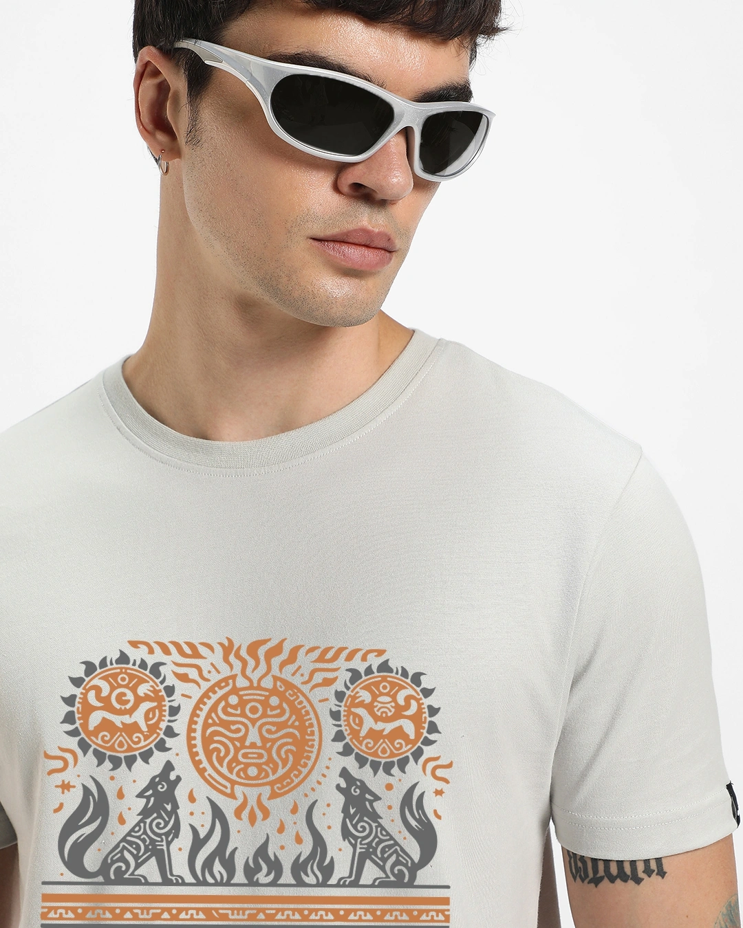 Men's Grey Wild Echoes Graphic Printed T-shirt - Image 5
