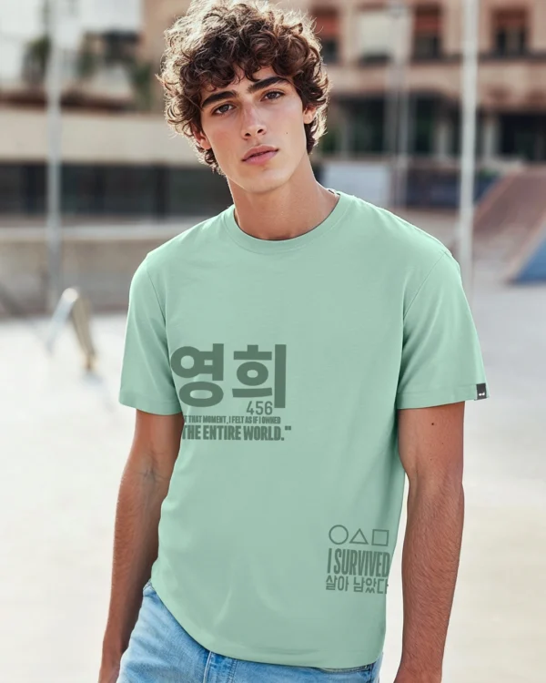 Men's Iceberg Green Survived Graphic Printed T-shirt